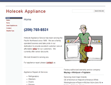 Tablet Screenshot of holecekappliance.com